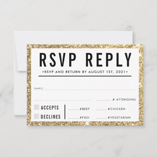 RESPOSTA RSVP RESPOSTA simples brilho de ouro mode (Frente)