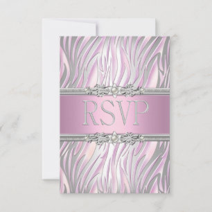 Resposta RSVP Resposta Zebra Rosa Prata Branca