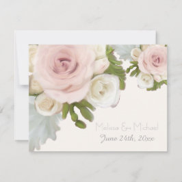 Resposta RSVP Rosa de Casamento Floral Folha Sucul