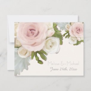 Resposta RSVP Rosa de Casamento Floral Folha Sucul