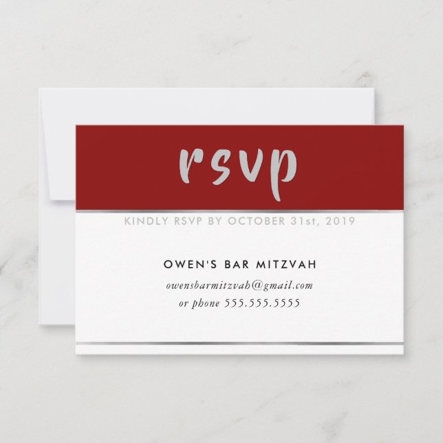 RESPOSTA RSVP simples moderno vermelho burgundy pr (Frente)