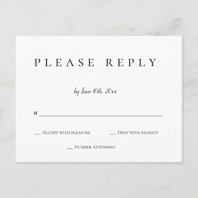 Resposta simples cartões postais rsvp de casamento (Frente)