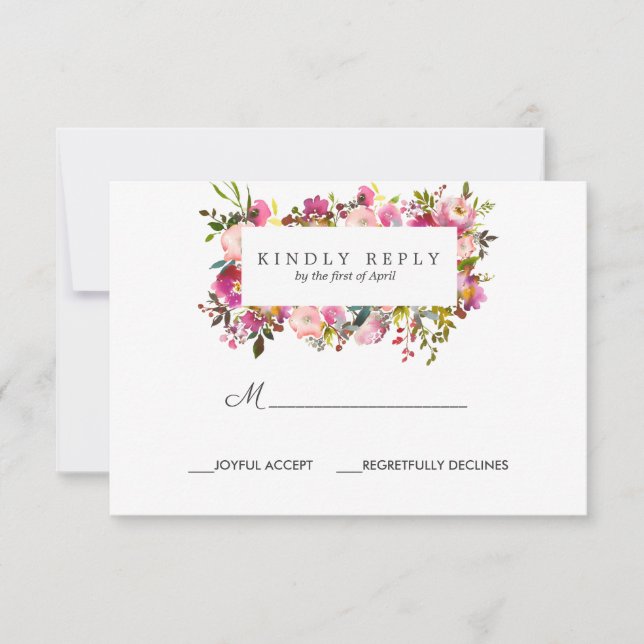 Respostas Brilliant Bloom Frame Wedding RSVP (Frente)