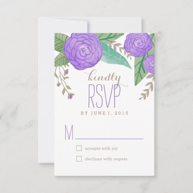 Respostas Florais Pintadas/Placas RSVP (Frente)