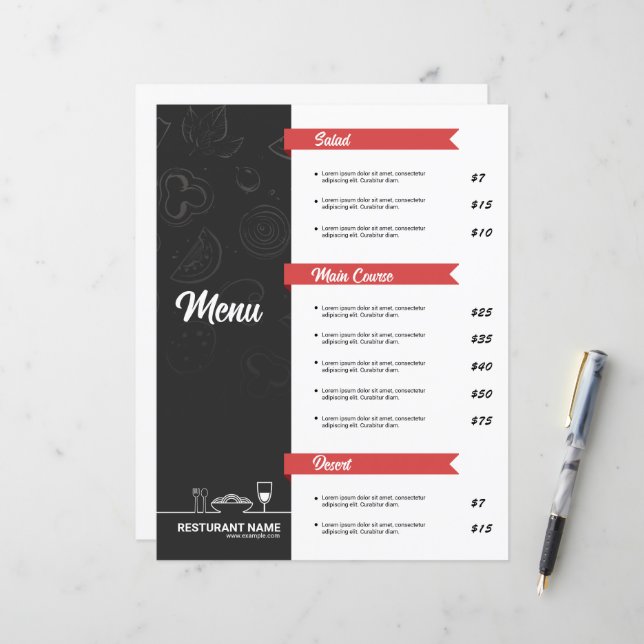 Restaurant Menu Flyer Template (Frente/Verso In Situ)