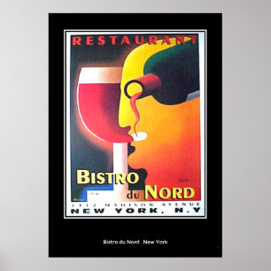 Restaurante Bistro Du Nord vintage Retro Impressão