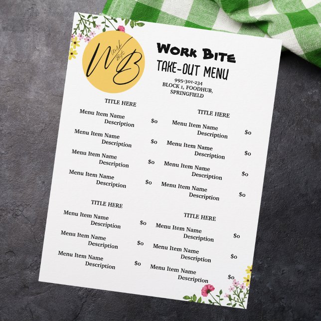 Restaurante de Flores Selvagens Descartar Menu Cód (Criador carregado)