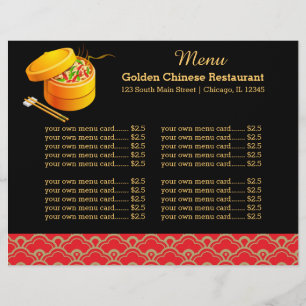 Restaurante do chinês do menu