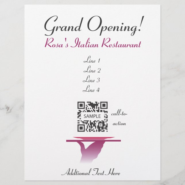 Restaurante italiano do Flyer Modelo Rosa (Frente)