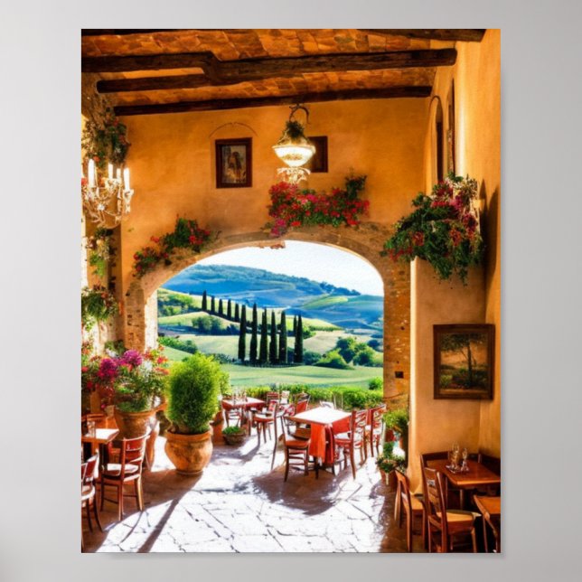 Restaurante na Toscana Wall Art Poster (Frente)