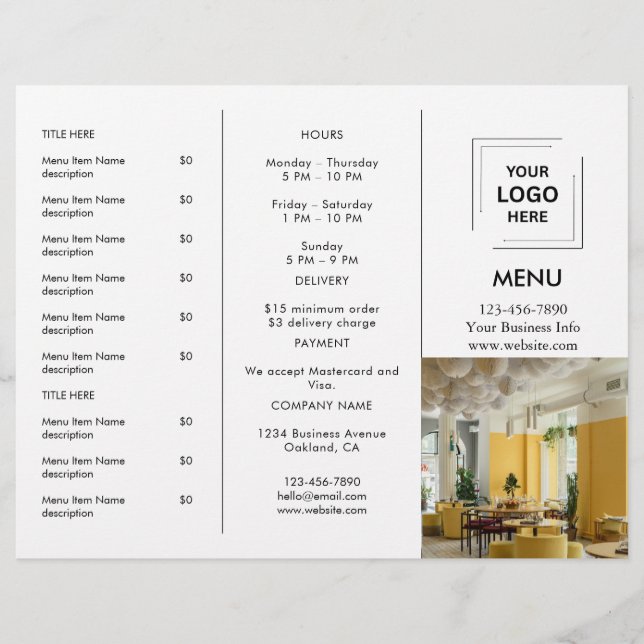Restaurante Takeout | Moderno Takeaway Personaliza (Frente)