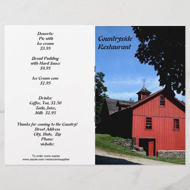 Restaurantes, Menu Countryside, Personalizar! (Frente)