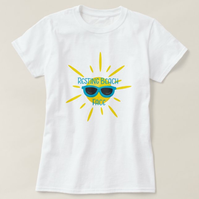 Resting Beach Face Sunglass on Sun T-Shirt (Frente do Design)