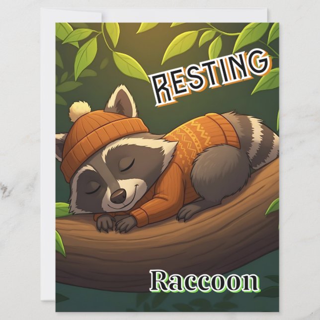 Resting Raccoon | Arte de Enfermeiro de Crianças B (Frente)