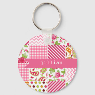 Retalhos femininos chaveiro personalizado