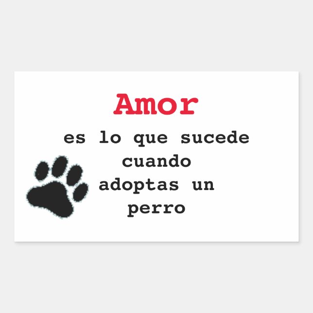 Retangular Adesivo adoptar un perro (Frente)