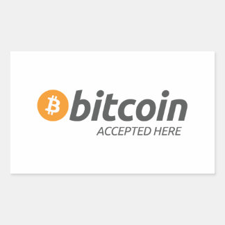 Retangular Adesivo Bitcoin Aceito Aqui