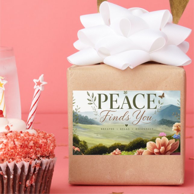 Retangular Adesivo Cênico Inspirador Paz Encontra Você (Festa)