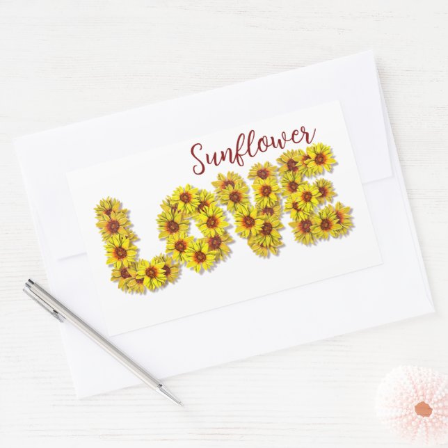 Retangular Adesivo de Amor de Girassol (Envelope)