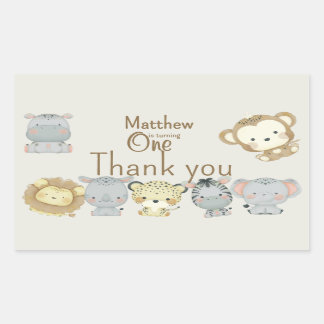 Retangular Adesivo de Aniversário Boho Safari