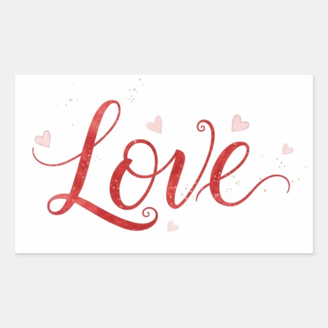 Retangular Adesivo de Arte com Letreiro de Amor Vermelho e Co (Frente)