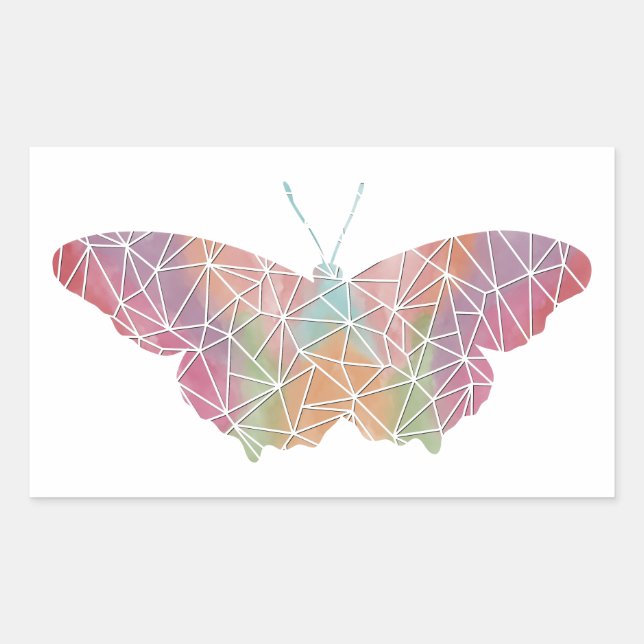 Retangular Adesivo de borboleta de mosaico de papel (Frente)