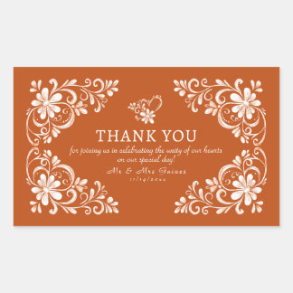 Retangular Adesivo de casamento Agradecimento Shabby Chic Lar