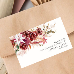 Retangular Adesivo de Casamento Boho Chic – Floral Bege Borgo