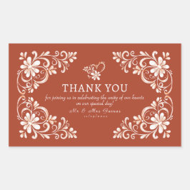 Retangular Adesivo de casamento Sunset Rust Shabby Chic Obrig