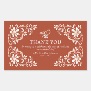 Retangular Adesivo de casamento Sunset Rust Shabby Chic Obrig
