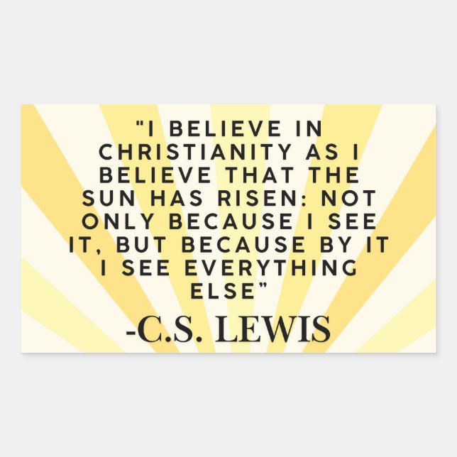 Retangular adesivo de citação de C.S. Lewis - Cristianismo (Frente)