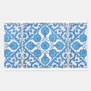 Retangular Adesivo de Cornflower Delft Azul e Branco