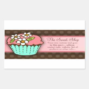 Retangular Adesivo de Cupcake com flores