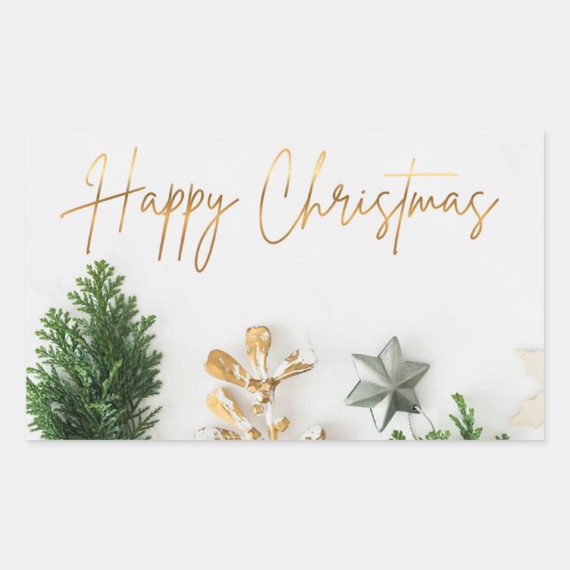 Retangular Adesivo de Feliz Natal (Frente)