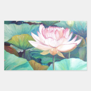 Retangular Adesivo de Flor de Lotus Rosa
