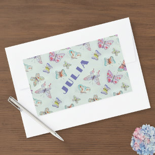 Retangular Adesivo de Nome de Borboletas Fofas - Conjunto de 