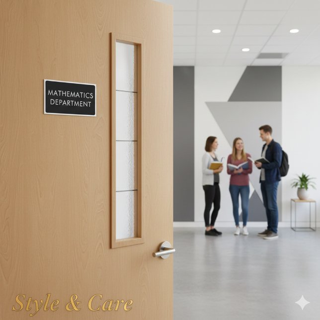 Retangular Adesivo de Nome de Sala de Departamento Elegante p (Stylish Department Room Name Sticker for Workspace)