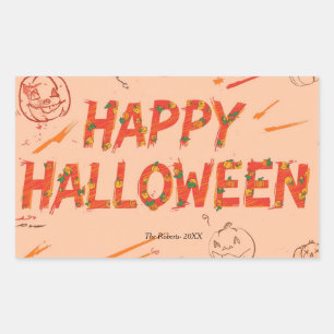 Retangular Adesivo de presente de Halloween, Halloween minima