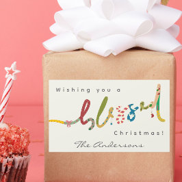 Retangular Adesivo de saudação de Natal abençoado pintado à m
