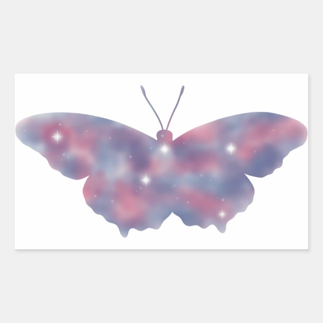 Retangular Adesivo de Starscape da Borboleta Leve (Frente)