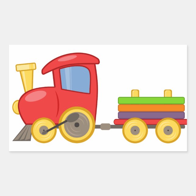 Retangular Adesivo de Trem de Brinquedo Colorido Infantil (Frente)
