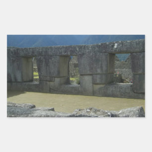 Retangular Adesivo de Vista da Janela de Ruínas de Pedra Inca