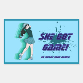 Retangular Adesivo do jogador de golfe de mulheres personaliz