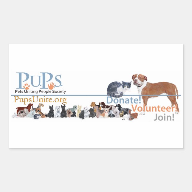 Retangular Adesivo do logotipo da PUPs (Frente)