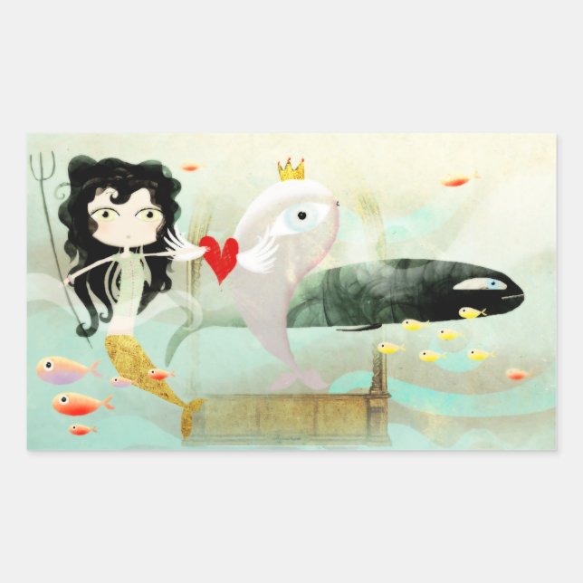 Retangular Adesivo do Mundo do Mar (Frente)