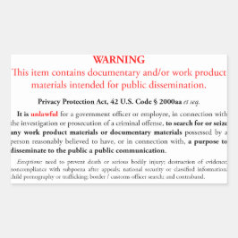 Retangular Adesivo do Privacy Protection Act, retângulo branc