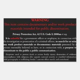 Retangular Adesivo do Privacy Protection Act, retângulo preto