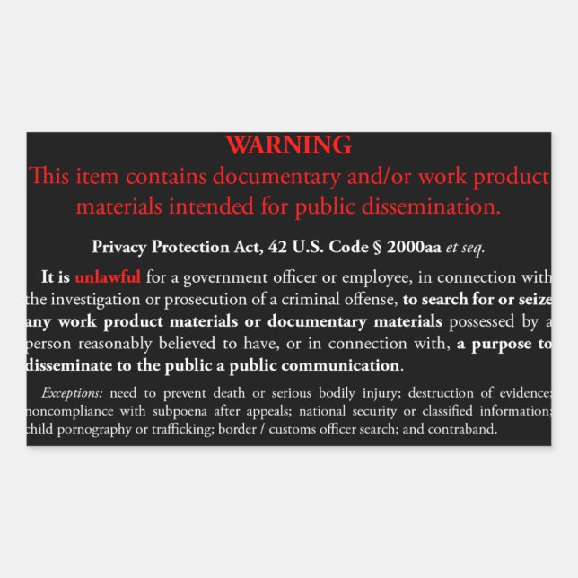 Retangular Adesivo do Privacy Protection Act, retângulo preto (Frente)