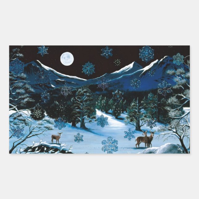 Retangular Adesivo em floco de neve em cascata (Frente)
