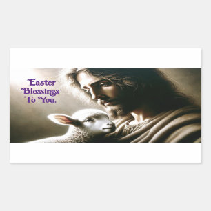 Retangular Adesivo Jesus Com Cordeiro